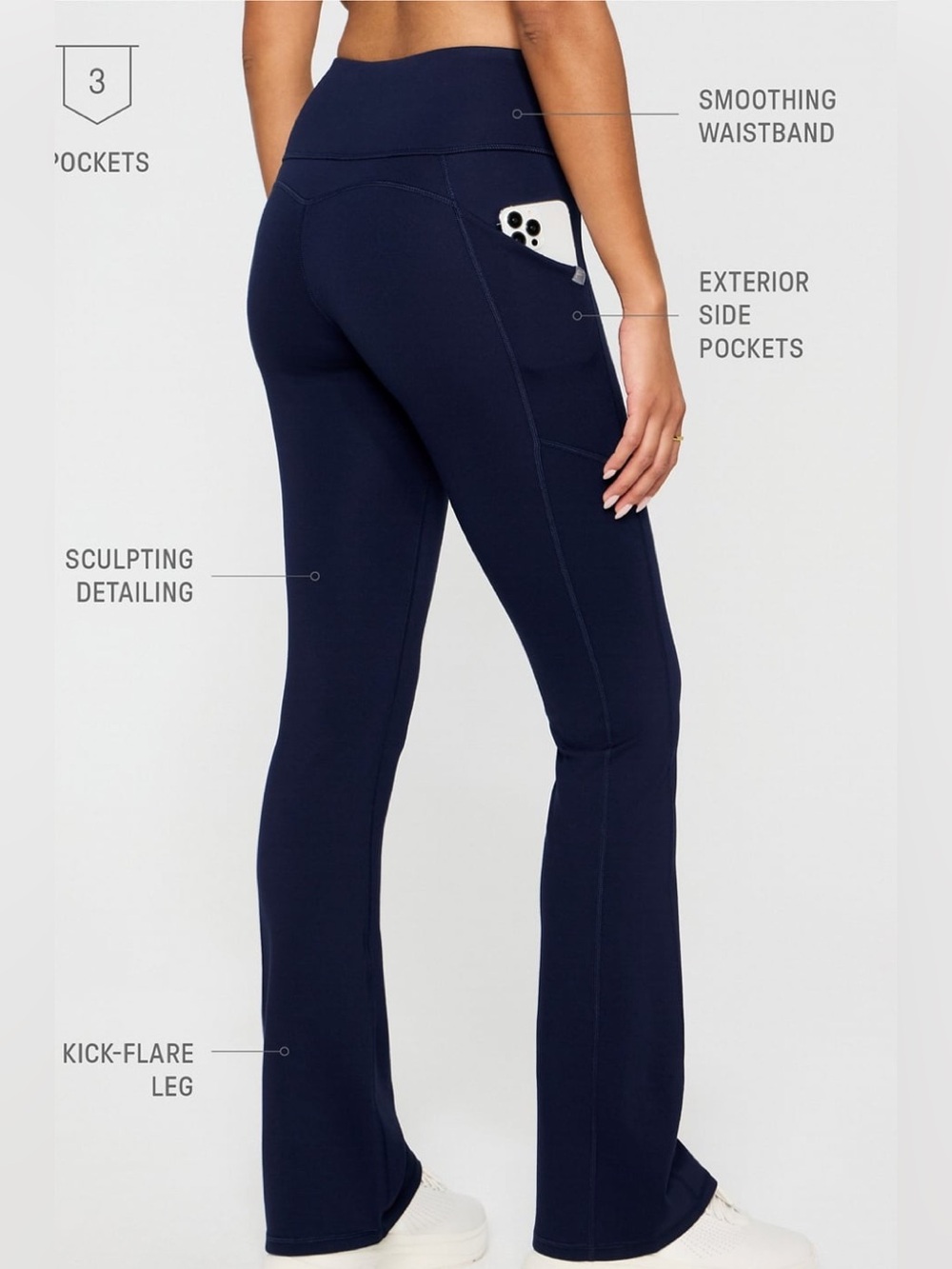 FABLETICS women’s SCW LEGGINGS, StretchTech Kick Flare Scrub Pant Navy XS SHORT